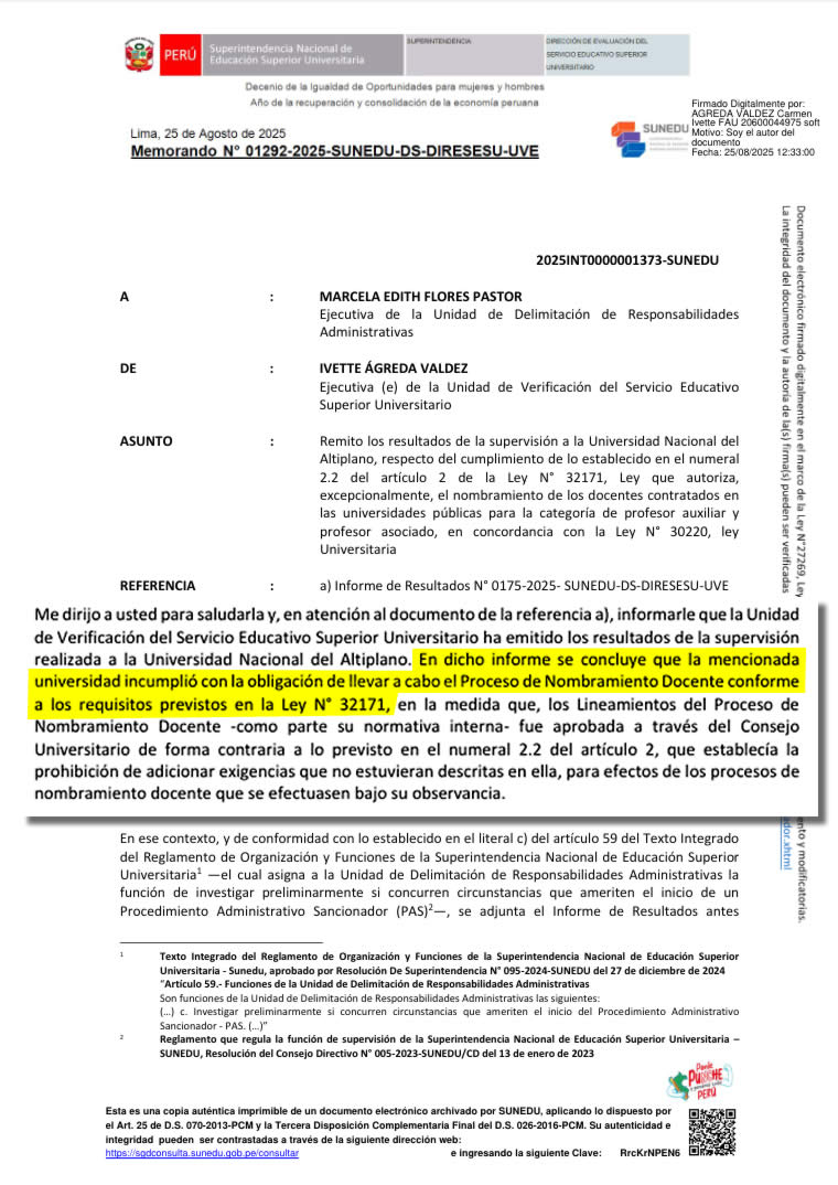 meoramdum Sunedunombramiento docentes ERPQ